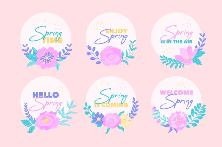 Vector gratuito colección de insignias de primavera plana