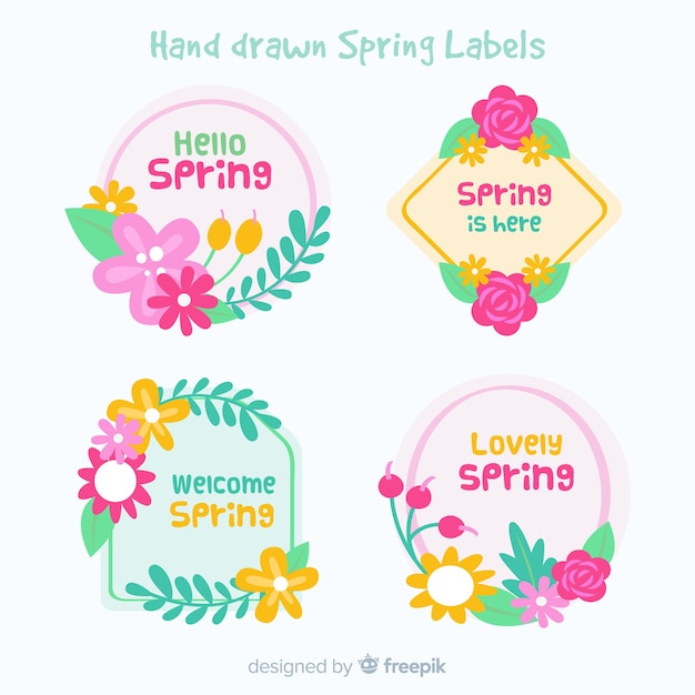 Vector gratuito colección de insignias de primavera