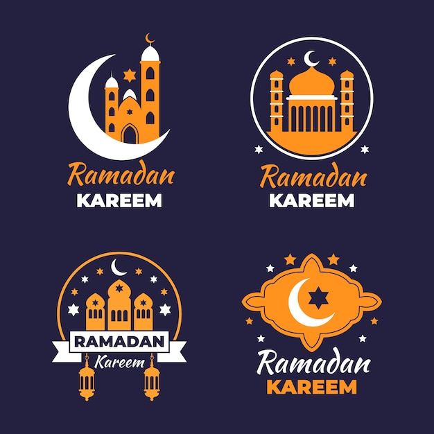 Colección de insignias de ramadán dibujadas a mano