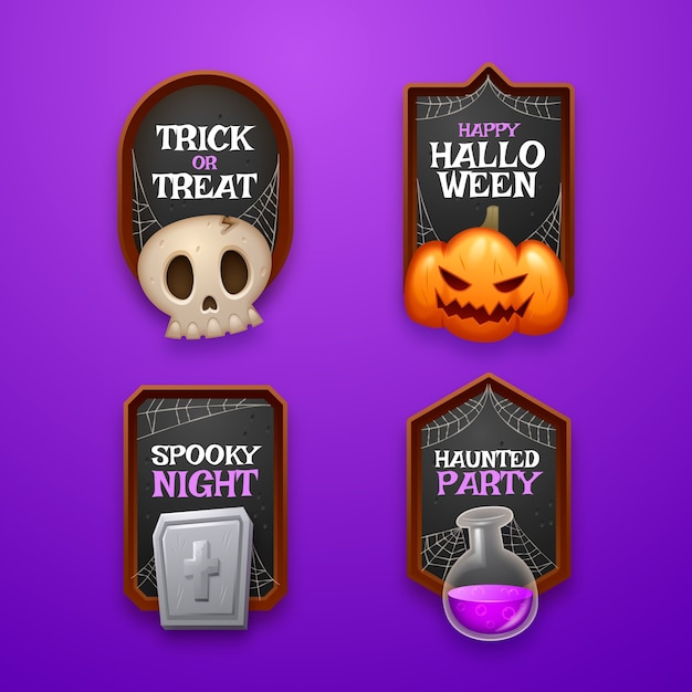 Vector gratuito colección de insignias realistas para la celebración de halloween.