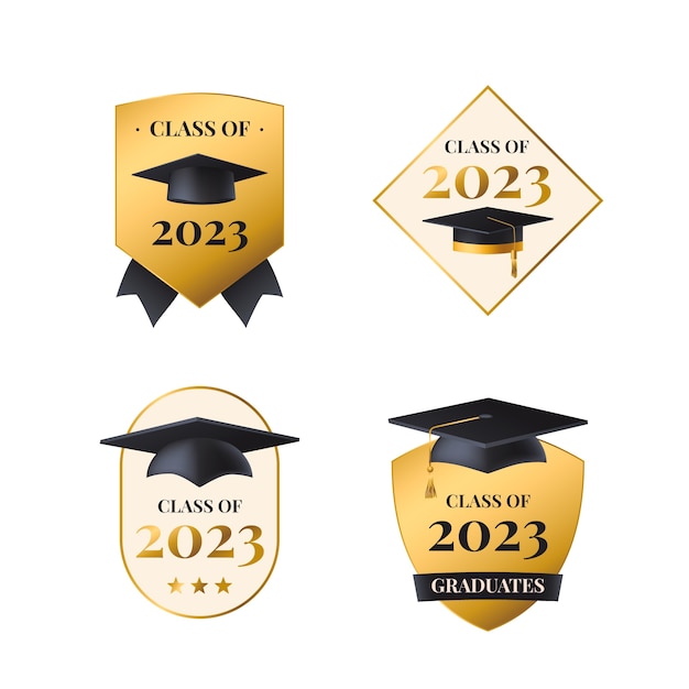 Colección de insignias realistas para la graduación de la clase de 2023