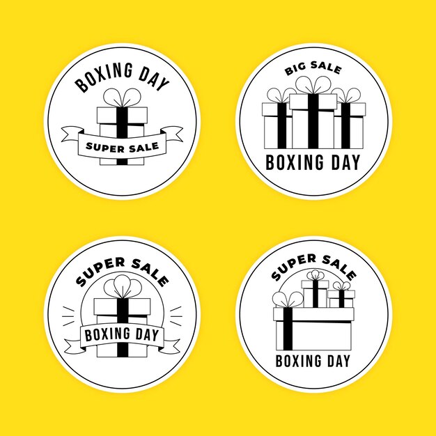 Colección de insignias de rebajas del día del boxeo dibujadas a mano