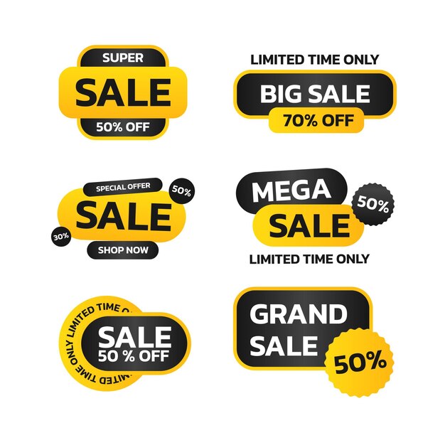 Colección de insignias de rebajas gradiente