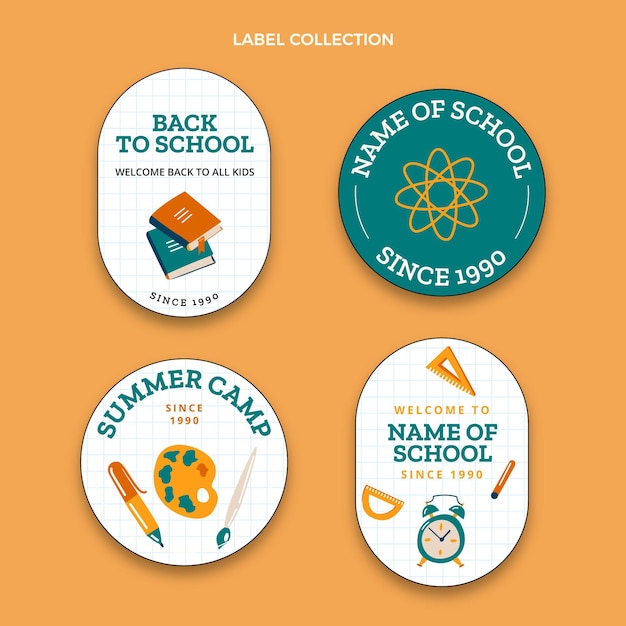 Vector gratuito colección de insignias de regreso a la escuela.