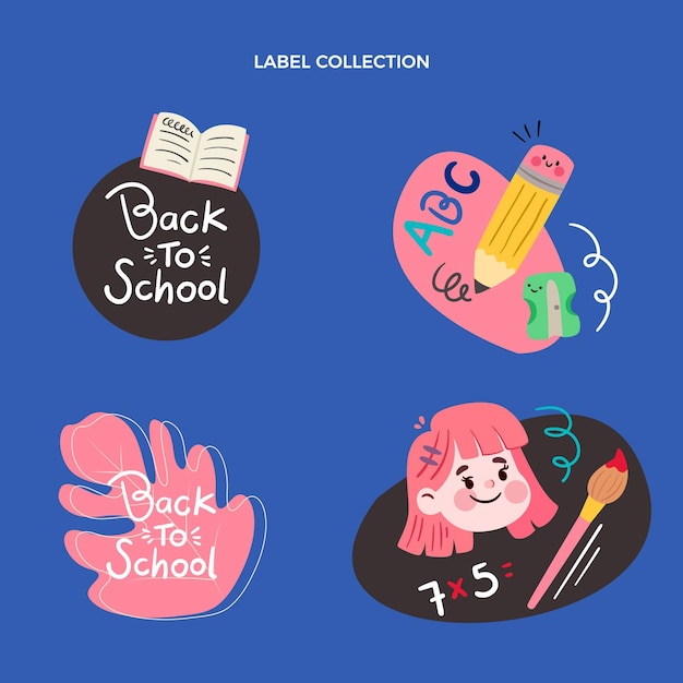 Colección de insignias de regreso a la escuela.
