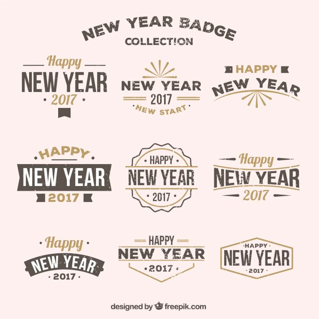 Colección de insignias retro de año nuevo 