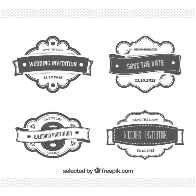 Colección de insignias retro de boda
