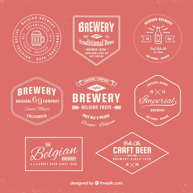 Vector gratuito colección de insignias retro de cerveza