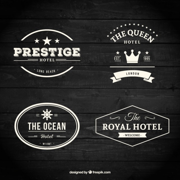 Vector gratuito colección de insignias retro de hotel