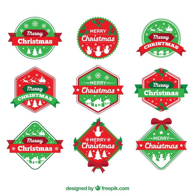 Colección de insignias retro de navidad