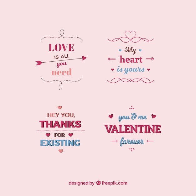 Vector gratuito colección de insignias de san valentín