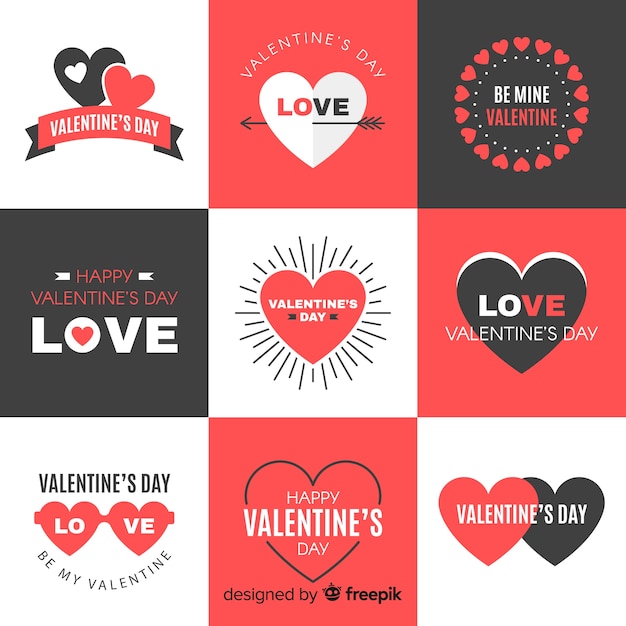 Vector gratuito colección de insignias de san valentín