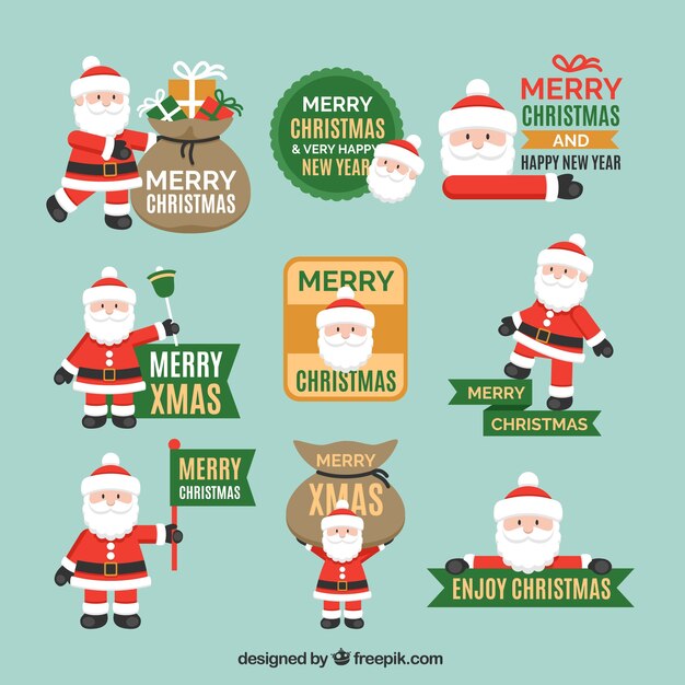 Colección de insignias de santa claus