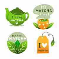 Vector gratuito colección de insignias de té matcha