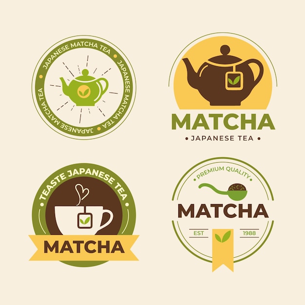 Colección de insignias de té matcha