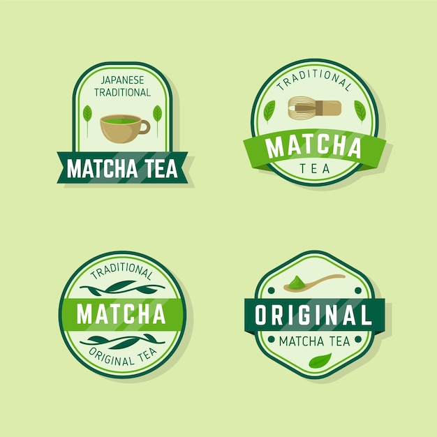 Colección de insignias de té matcha