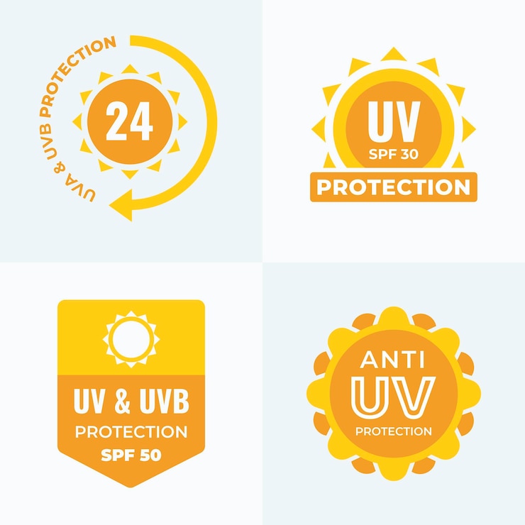 Vector gratuito colección de insignias uv de diseño plano