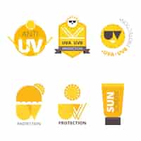 Vector gratuito colección de insignias uv de diseño plano