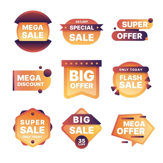 Colección de insignias de venta degradado