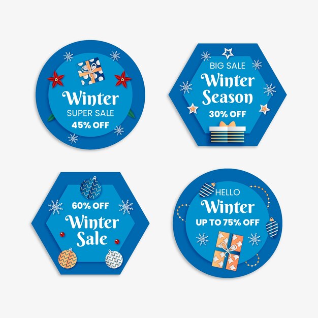 Colección de insignias de venta de temporada de invierno