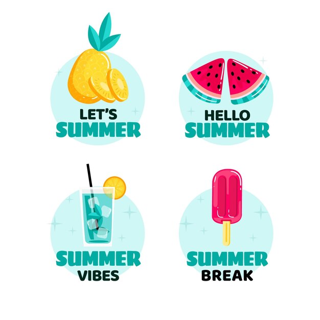 Colección de insignias de verano de diseño plano