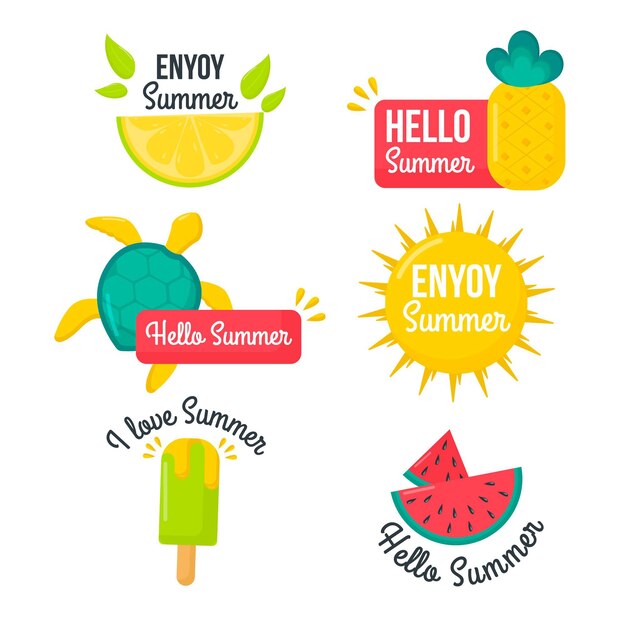 Colección de insignias de verano de diseño plano