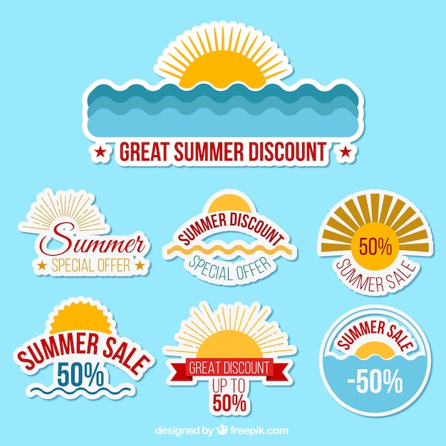 Vector gratuito colección de insignias de verano de ofertas