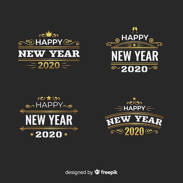 Colección de insignias vintage de año nuevo 2020