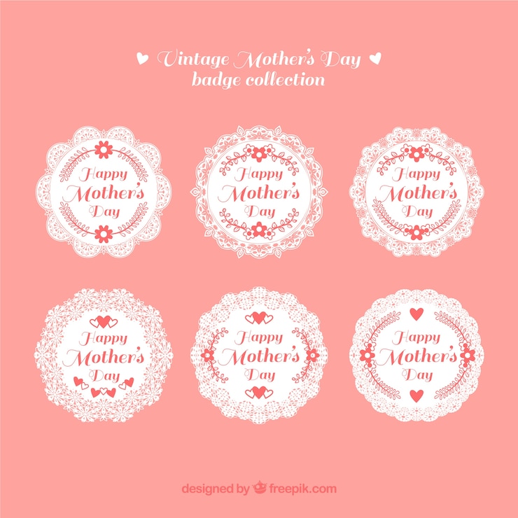 Vector gratuito colección de insignias vintage del día de la madre