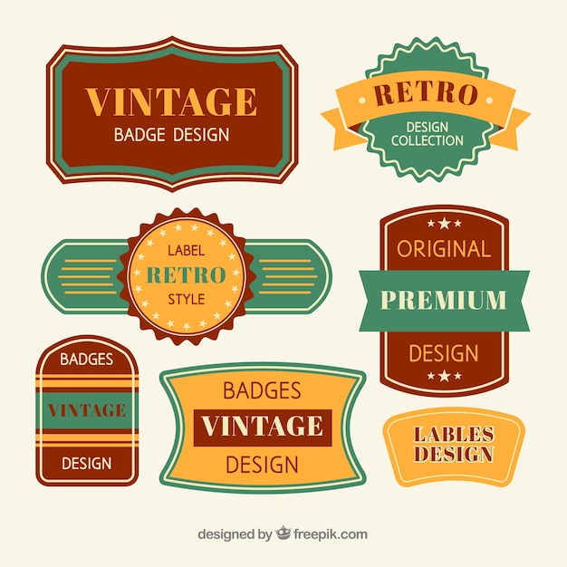 Colección de insignias vintage con diseño plano