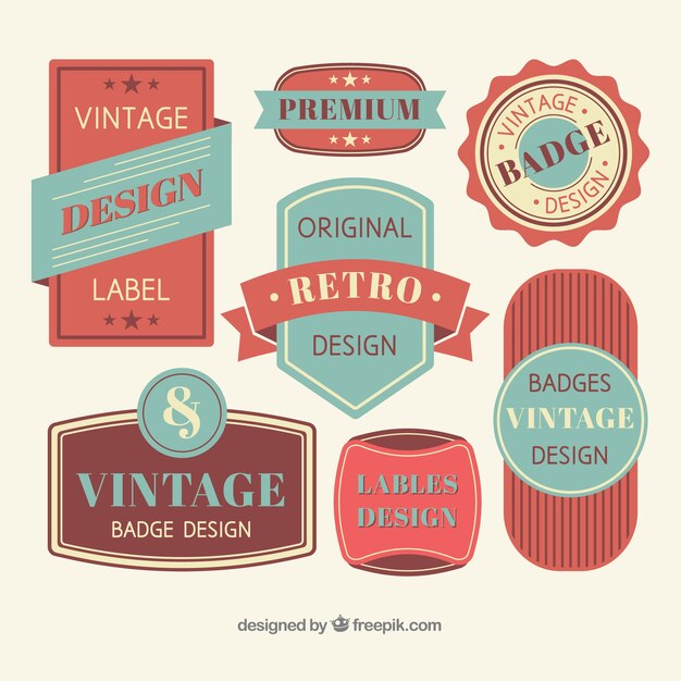 Colección de insignias vintage con diseño plano