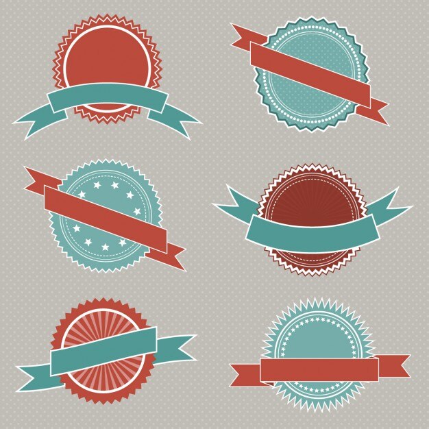 Colección de insignias vintage con lazos