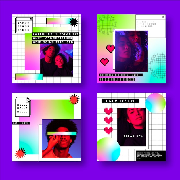 Vector gratuito colección de instagram lineal vaporwave