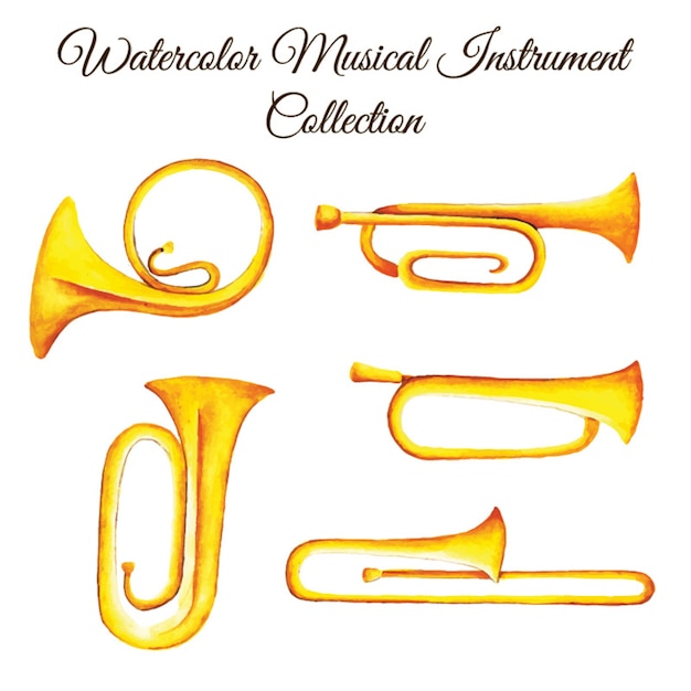 Colección de instrumentos musicales de acuarela