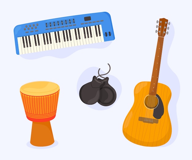 Vector gratuito colección de instrumentos musicales dibujados a mano
