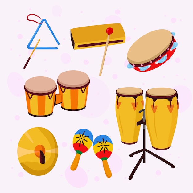 Colección de instrumentos musicales dibujados a mano