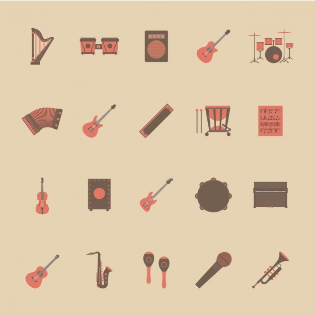 Vector gratuito colección de instrumentos musicales