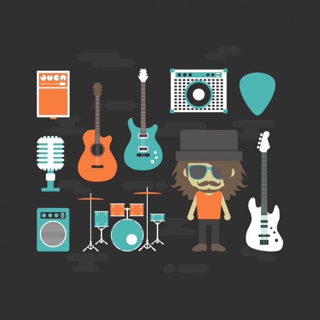 Vector gratuito colección de instrumentos musicales