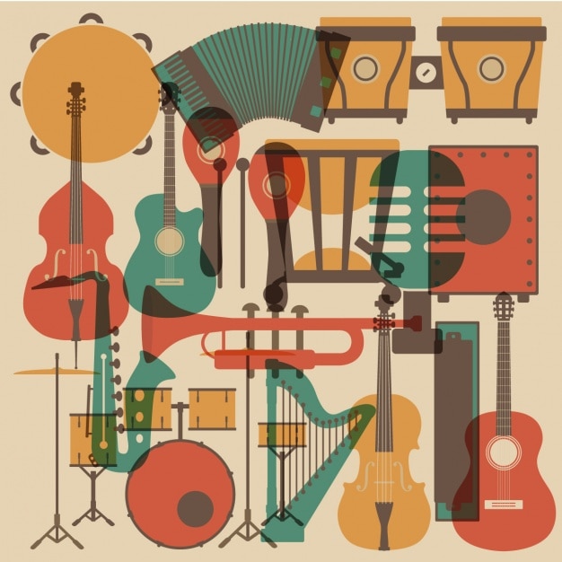 Vector gratuito colección de instrumentos musicales