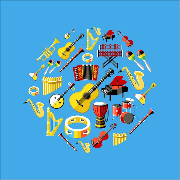 Vector gratuito colección de instrumentos musicales