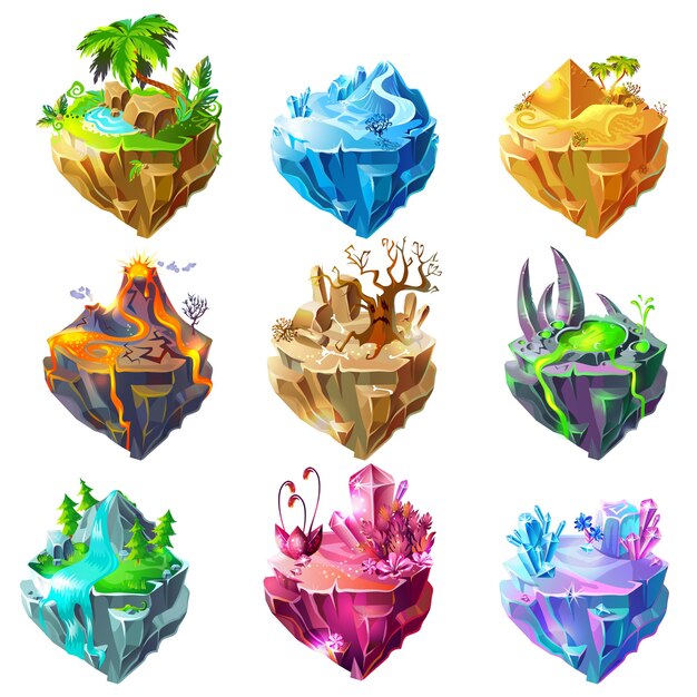 Colección de islas de juegos isométricos