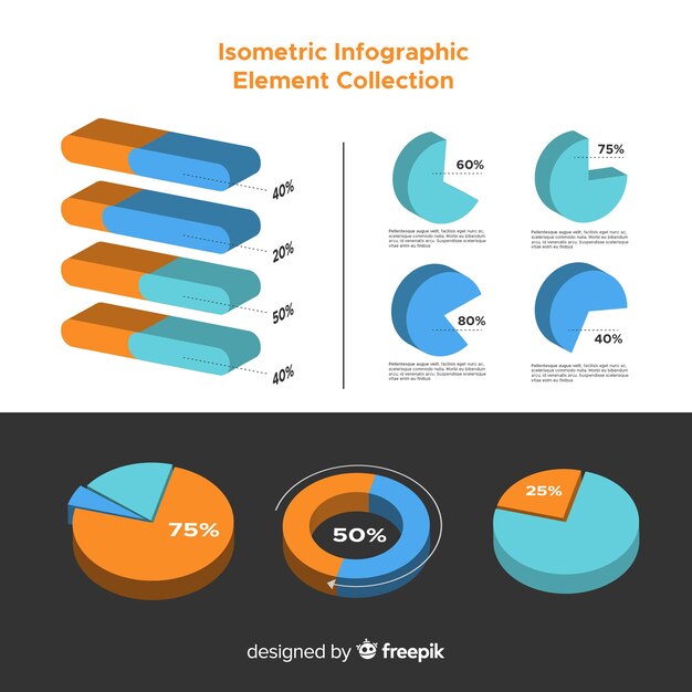 Vector gratuito colección isométrica de elementos infográficos