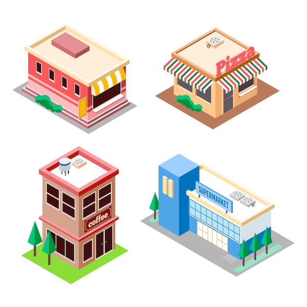 Colección isométrica de la tienda