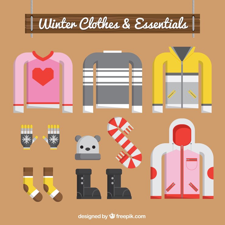 Vector gratuito colección de jerseys y elementos de invierno 