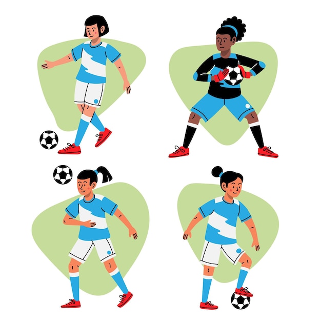 Vector gratuito colección de jugadores de fútbol de dibujos animados