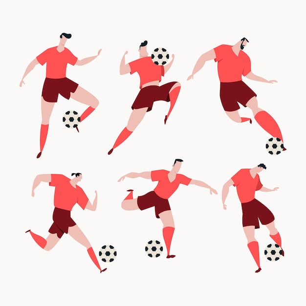 Vector gratuito colección de jugadores de fútbol de diseño plano
