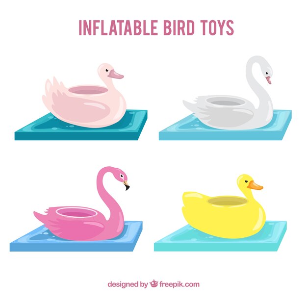 Colección de juguetes inflables de pájaros