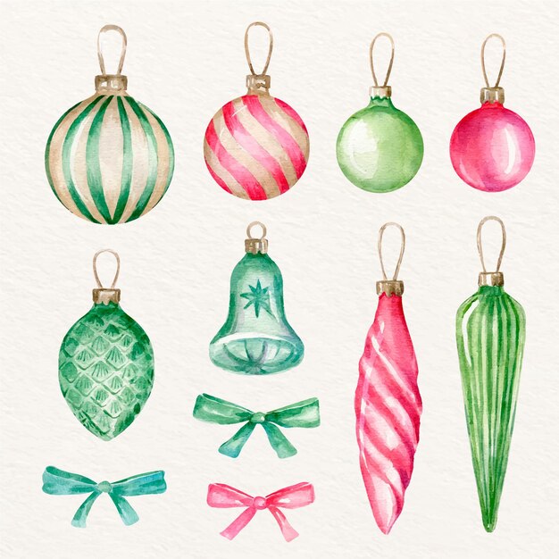 Colección de juguetes navideños en acuarela