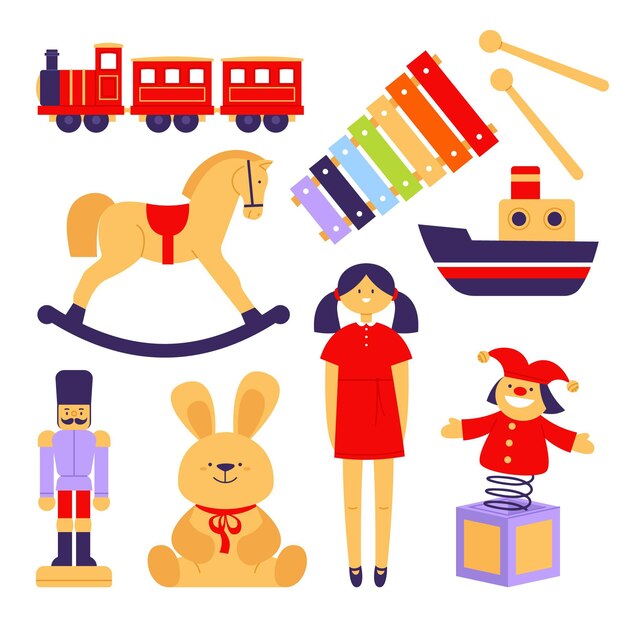 Colección de juguetes navideños dibujados a mano