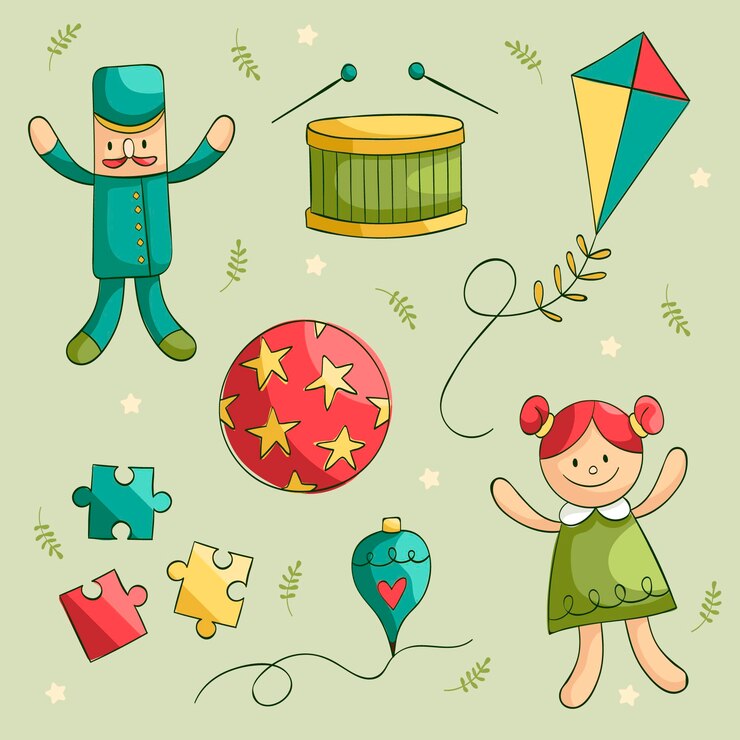 Vector gratuito colección de juguetes navideños dibujados a mano